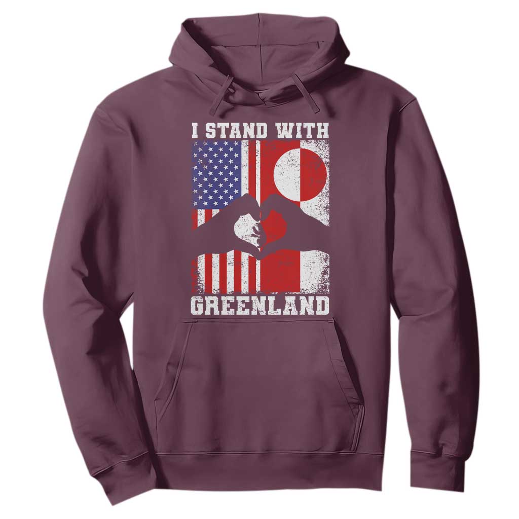 I Stand With Greenland Hoodie Greenlander US Flag Greenland American Usa America TS10 Maroon Print Your Wear