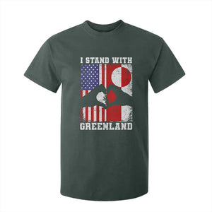 I Stand With Greenland T Shirt For Kid Greenlander US Flag Greenland American Usa America TS10 Dark Forest Green Print Your Wear