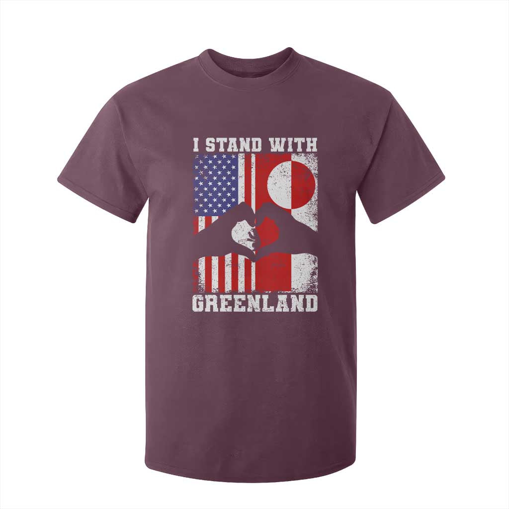 I Stand With Greenland T Shirt For Kid Greenlander US Flag Greenland American Usa America TS10 Maroon Print Your Wear