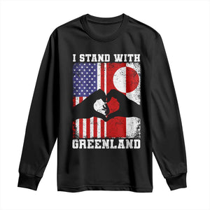 I Stand With Greenland Long Sleeve Shirt Greenlander US Flag Greenland American Usa America TS10 Black Print Your Wear