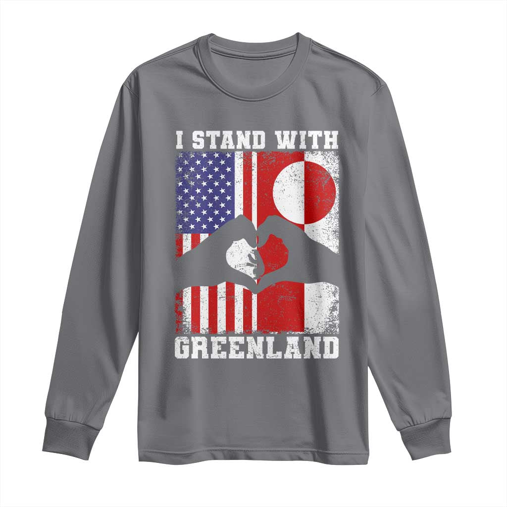 I Stand With Greenland Long Sleeve Shirt Greenlander US Flag Greenland American Usa America TS10 Charcoal Print Your Wear