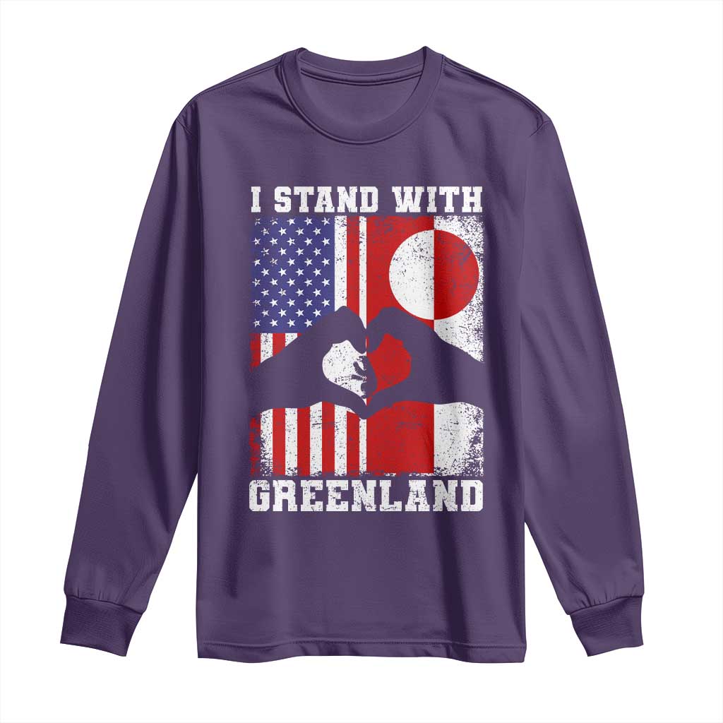 I Stand With Greenland Long Sleeve Shirt Greenlander US Flag Greenland American Usa America TS10 Purple Print Your Wear