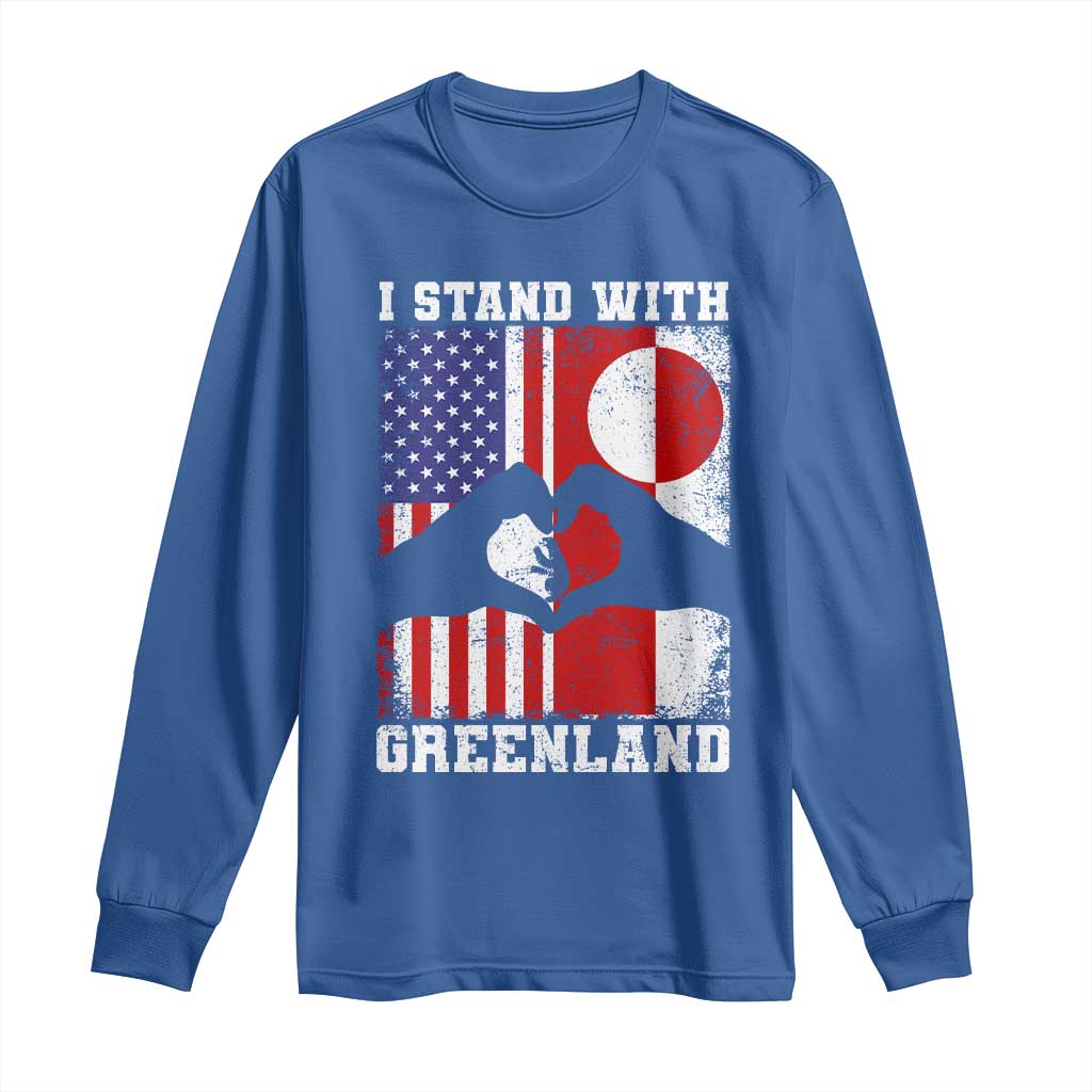 I Stand With Greenland Long Sleeve Shirt Greenlander US Flag Greenland American Usa America TS10 Royal Blue Print Your Wear