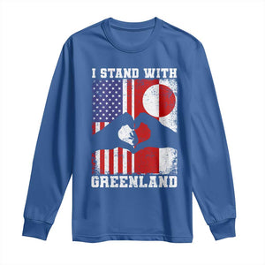 I Stand With Greenland Long Sleeve Shirt Greenlander US Flag Greenland American Usa America TS10 Royal Blue Print Your Wear