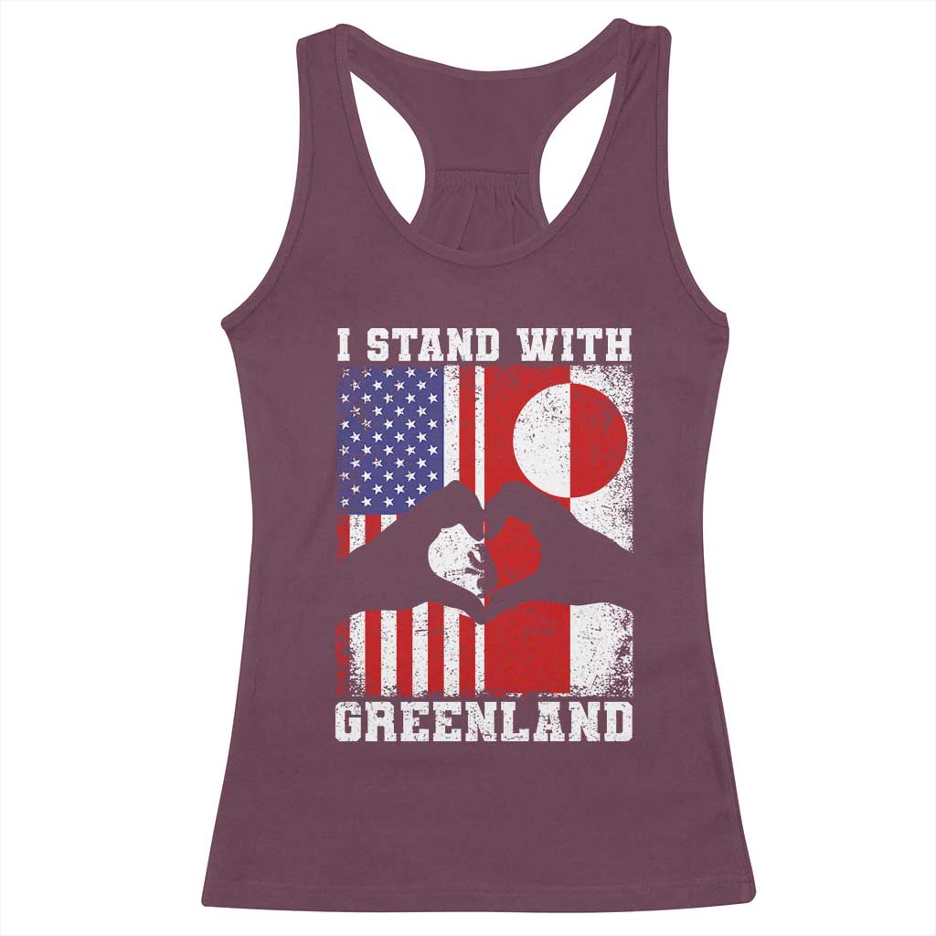 I Stand With Greenland Racerback Tank Top Greenlander US Flag Greenland American Usa America TS10 Maroon Print Your Wear