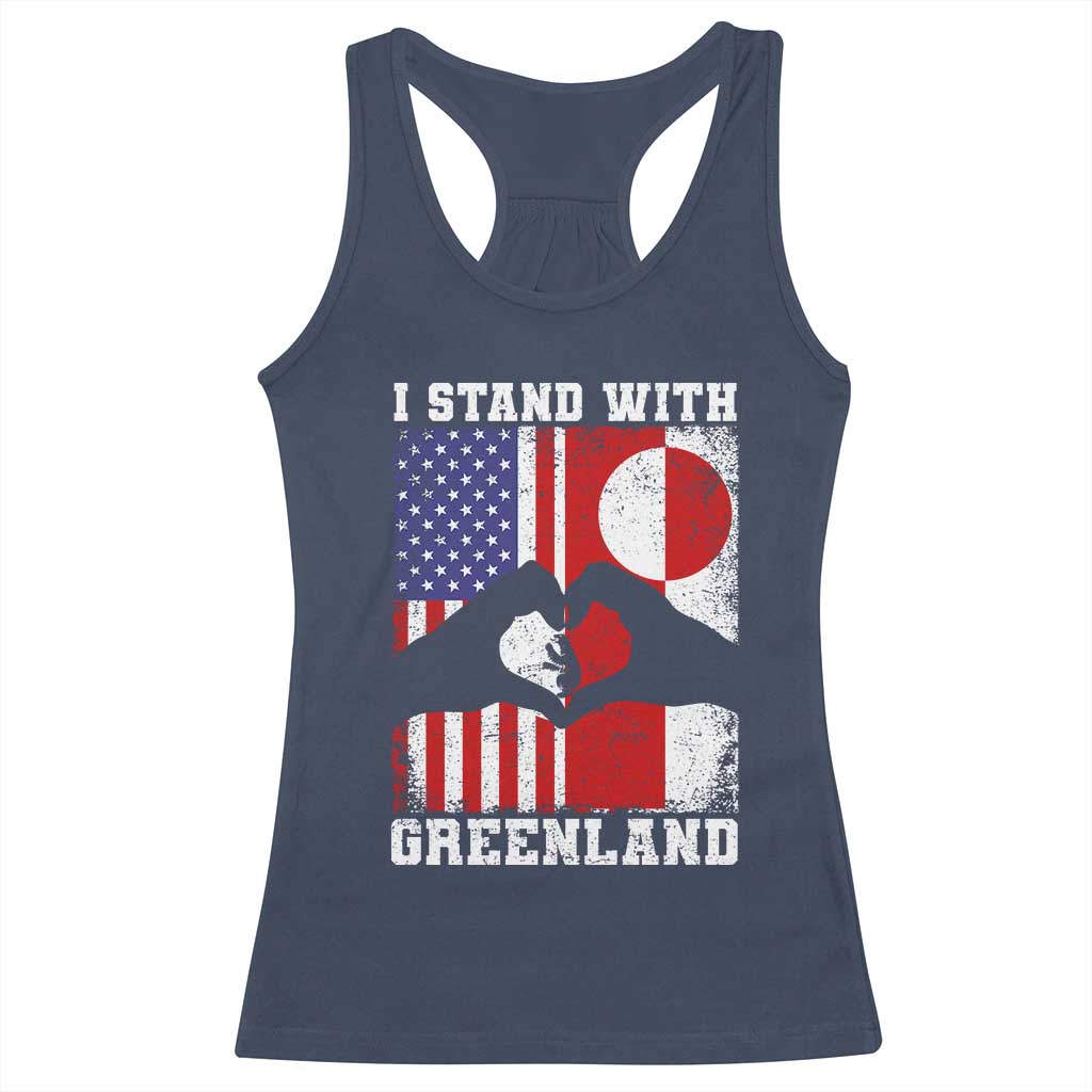 I Stand With Greenland Racerback Tank Top Greenlander US Flag Greenland American Usa America TS10 Navy Print Your Wear