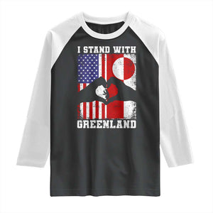 I Stand With Greenland Raglan Shirt Greenlander US Flag Greenland American Usa America TS10 Black White Print Your Wear