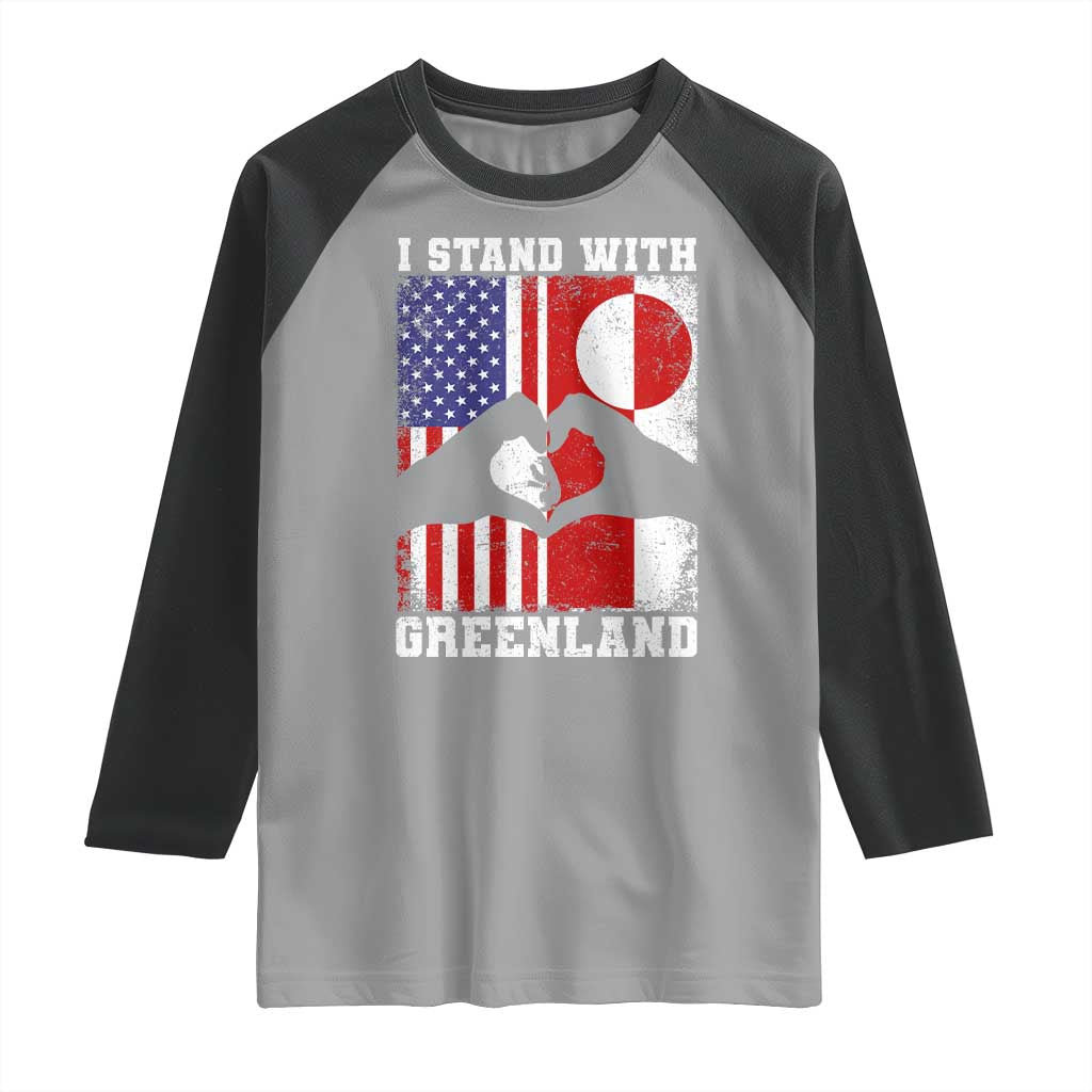 I Stand With Greenland Raglan Shirt Greenlander US Flag Greenland American Usa America TS10 Sport Gray Black Print Your Wear