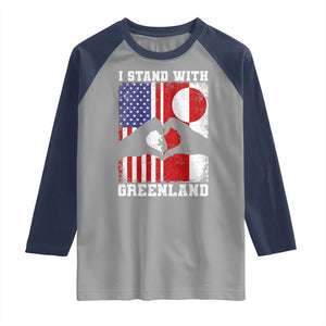 I Stand With Greenland Raglan Shirt Greenlander US Flag Greenland American Usa America TS10 Sport Gray Navy Print Your Wear