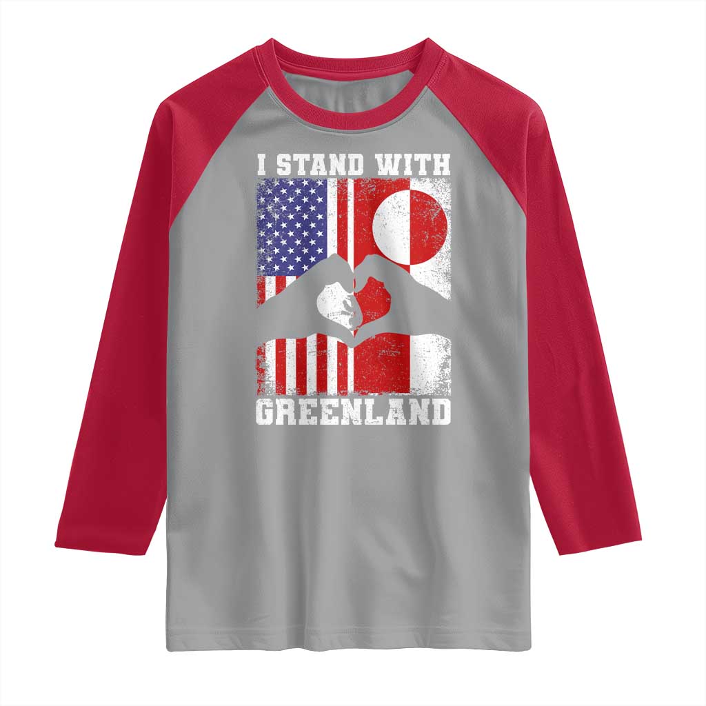 I Stand With Greenland Raglan Shirt Greenlander US Flag Greenland American Usa America TS10 Sport Gray Red Print Your Wear