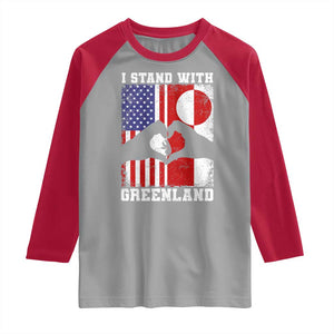 I Stand With Greenland Raglan Shirt Greenlander US Flag Greenland American Usa America TS10 Sport Gray Red Print Your Wear