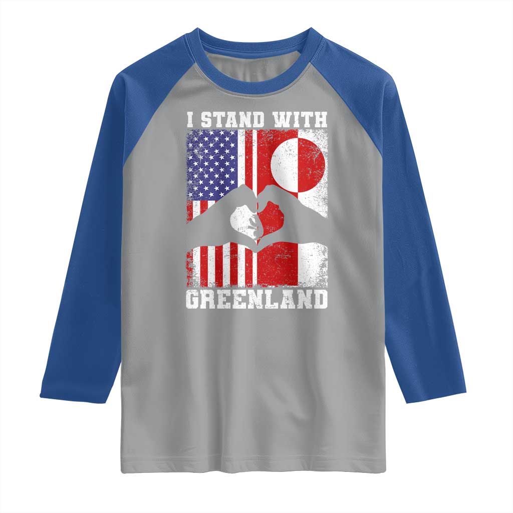 I Stand With Greenland Raglan Shirt Greenlander US Flag Greenland American Usa America TS10 Sport Gray Royal Print Your Wear