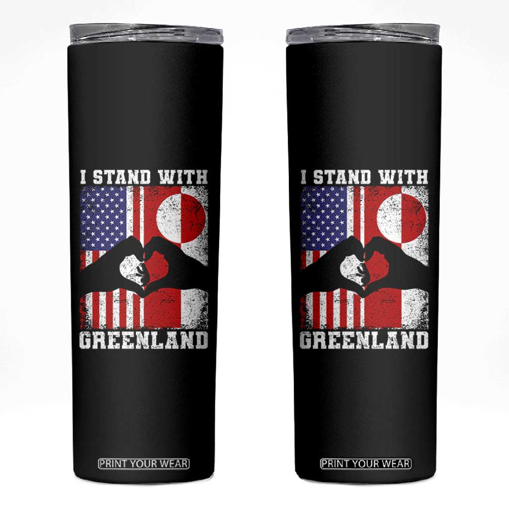 I Stand With Greenland Skinny Tumbler Greenlander US Flag Greenland American Usa America TS10 Black Print Your Wear