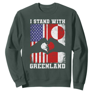 I Stand With Greenland Sweatshirt Greenlander US Flag Greenland American Usa America TS10 Dark Forest Green Print Your Wear