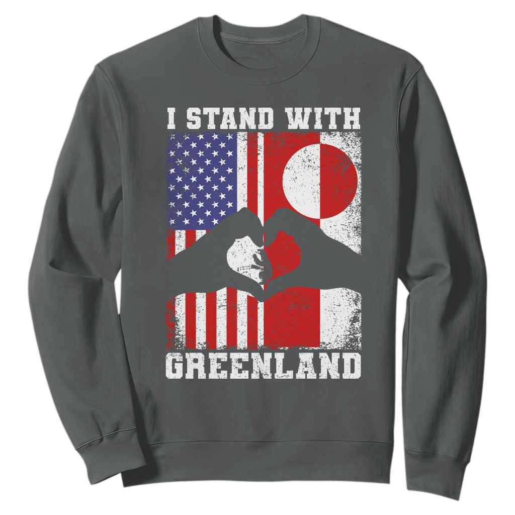 I Stand With Greenland Sweatshirt Greenlander US Flag Greenland American Usa America TS10 Dark Heather Print Your Wear
