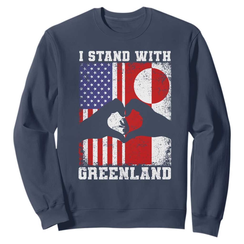 I Stand With Greenland Sweatshirt Greenlander US Flag Greenland American Usa America TS10 Navy Print Your Wear
