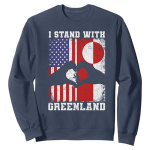 I Stand With Greenland Sweatshirt Greenlander US Flag Greenland American Usa America TS10 Navy Print Your Wear