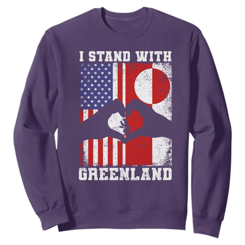 I Stand With Greenland Sweatshirt Greenlander US Flag Greenland American Usa America TS10 Purple Print Your Wear