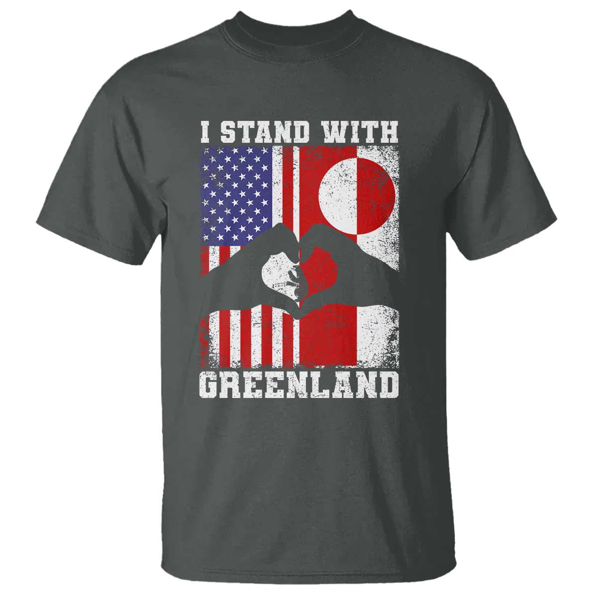 I Stand With Greenland T Shirt Greenlander US Flag Greenland American Usa America TS10 Dark Heather Print Your Wear