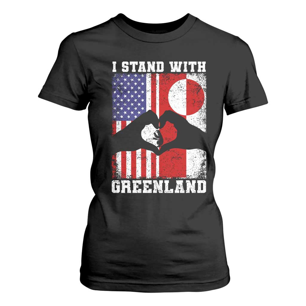 I Stand With Greenland T Shirt For Women Greenlander US Flag Greenland American Usa America TS10 Black Print Your Wear