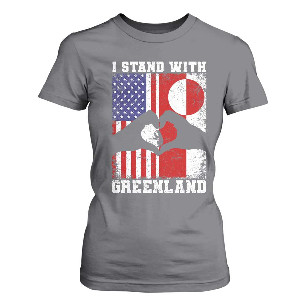 I Stand With Greenland T Shirt For Women Greenlander US Flag Greenland American Usa America TS10 Charcoal Print Your Wear