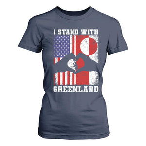 I Stand With Greenland T Shirt For Women Greenlander US Flag Greenland American Usa America TS10 Navy Print Your Wear
