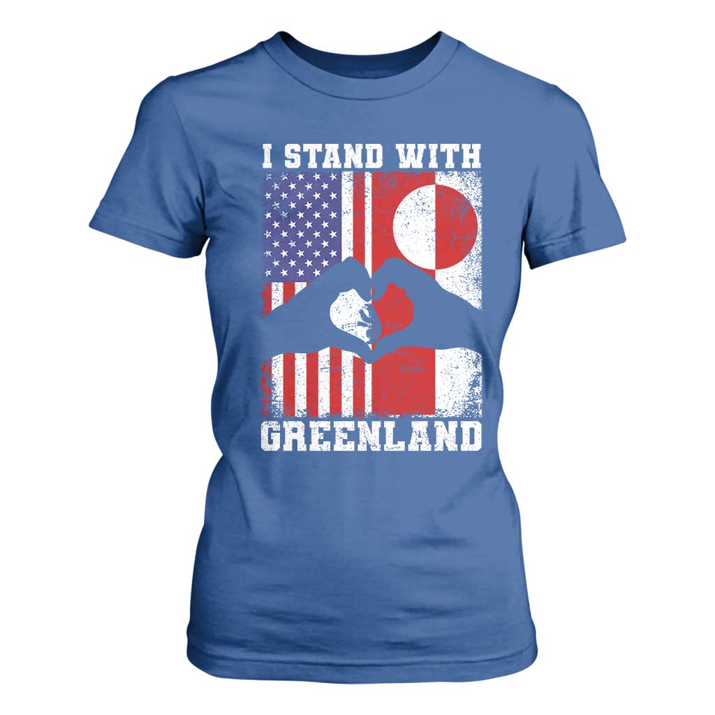 I Stand With Greenland T Shirt For Women Greenlander US Flag Greenland American Usa America TS10 Royal Blue Print Your Wear