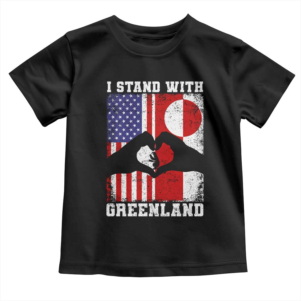 I Stand With Greenland Toddler T Shirt Greenlander US Flag Greenland American Usa America TS10 Black Print Your Wear