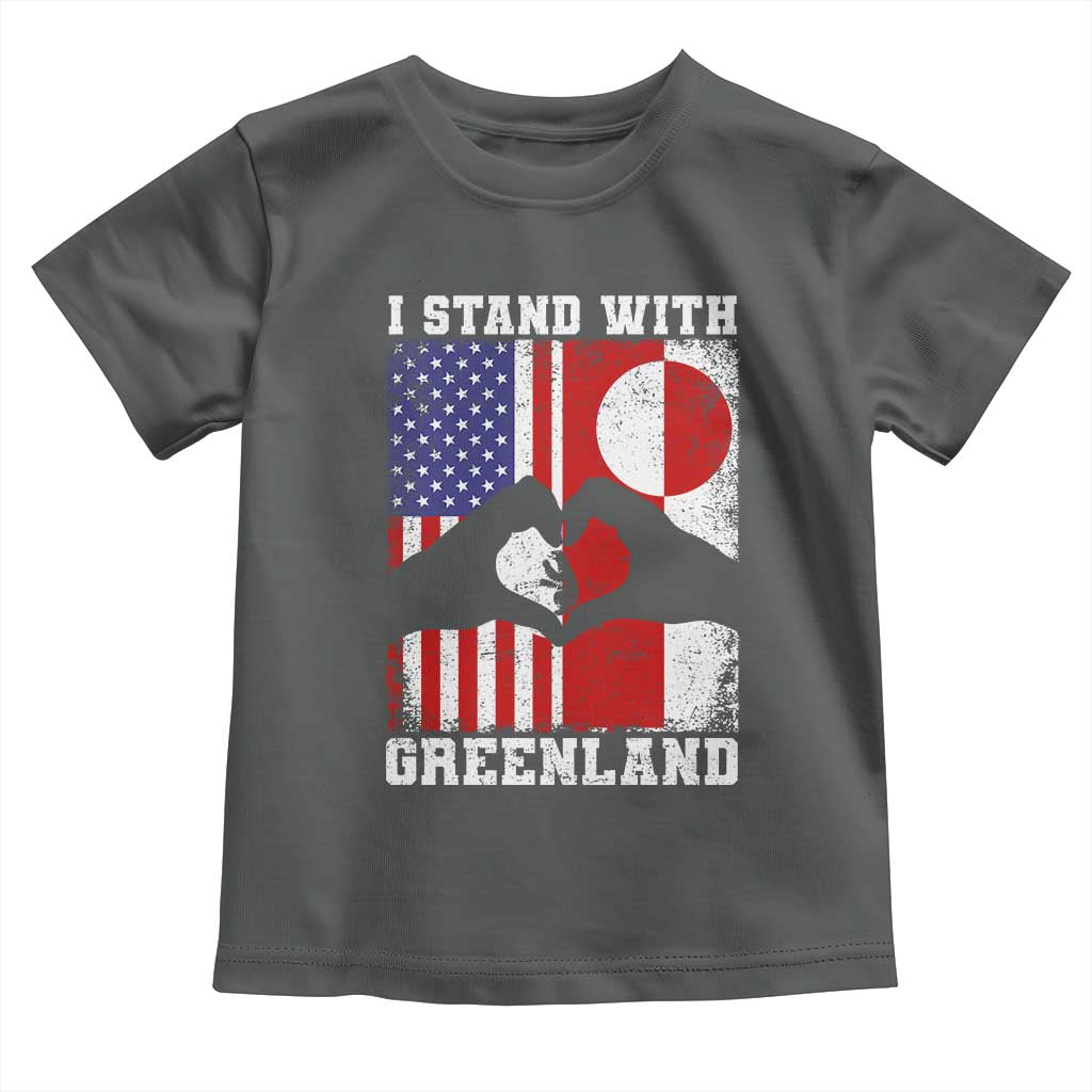 I Stand With Greenland Toddler T Shirt Greenlander US Flag Greenland American Usa America TS10 Dark Heather Print Your Wear