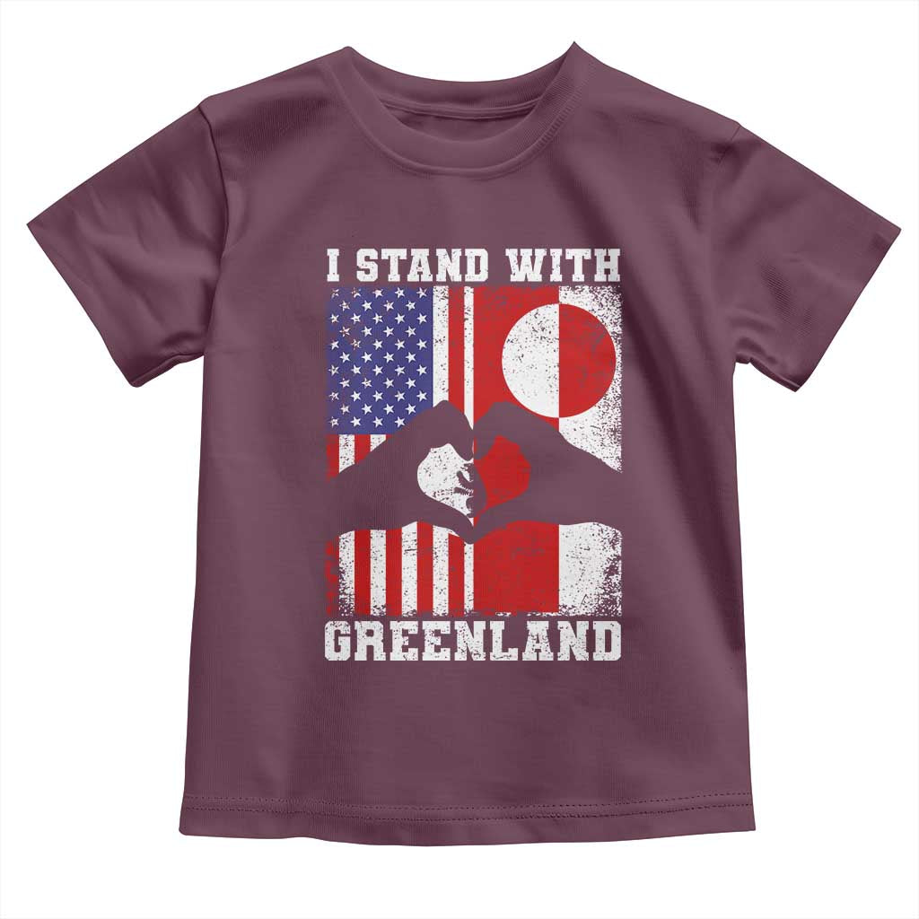 I Stand With Greenland Toddler T Shirt Greenlander US Flag Greenland American Usa America TS10 Maroon Print Your Wear