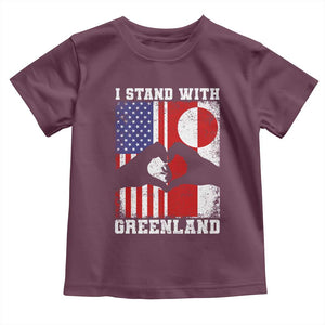 I Stand With Greenland Toddler T Shirt Greenlander US Flag Greenland American Usa America TS10 Maroon Print Your Wear