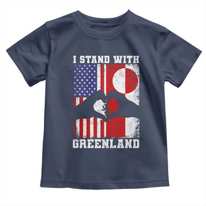 I Stand With Greenland Toddler T Shirt Greenlander US Flag Greenland American Usa America TS10 Navy Print Your Wear