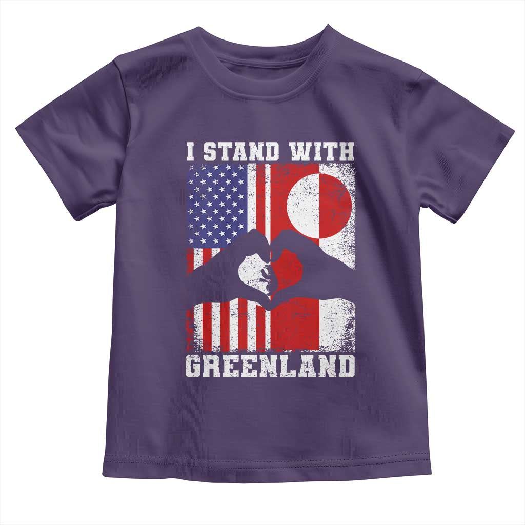 I Stand With Greenland Toddler T Shirt Greenlander US Flag Greenland American Usa America TS10 Purple Print Your Wear