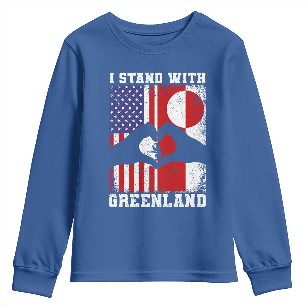I Stand With Greenland Youth Sweatshirt Greenlander US Flag Greenland American Usa America TS10 Royal Blue Print Your Wear