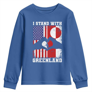 I Stand With Greenland Youth Sweatshirt Greenlander US Flag Greenland American Usa America TS10 Royal Blue Print Your Wear