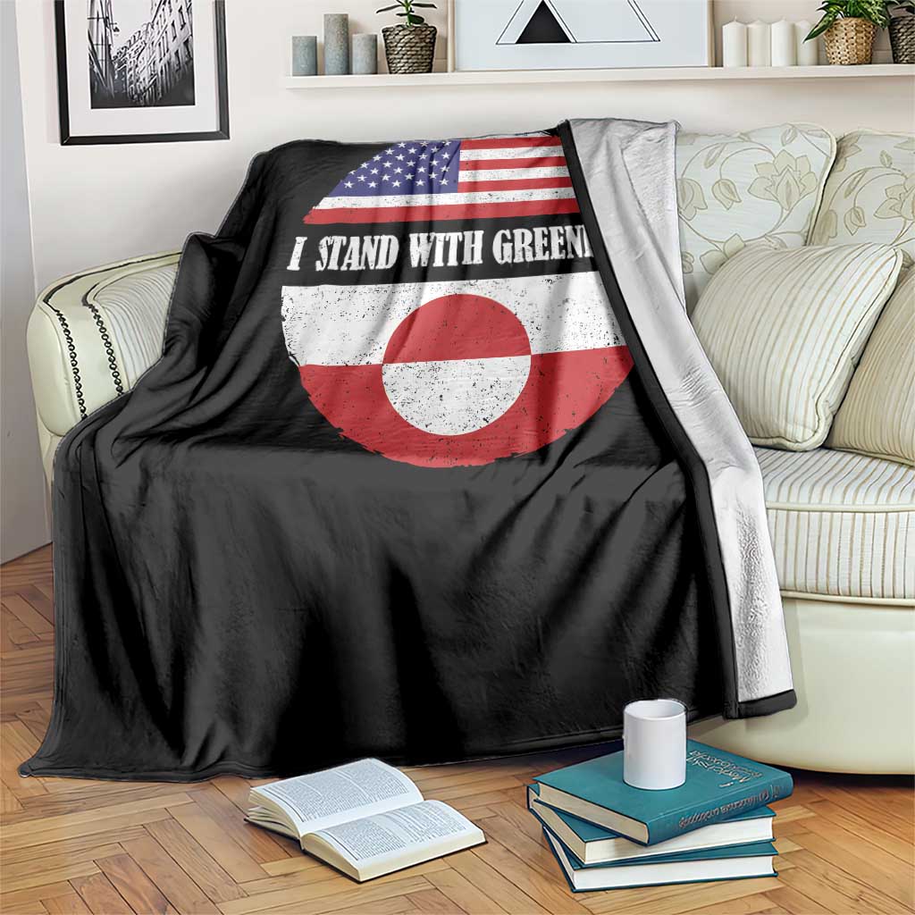 I Stand With Greenland Throw Blanket Political Protest Greenlander American Flag TS10 Print Your Wear