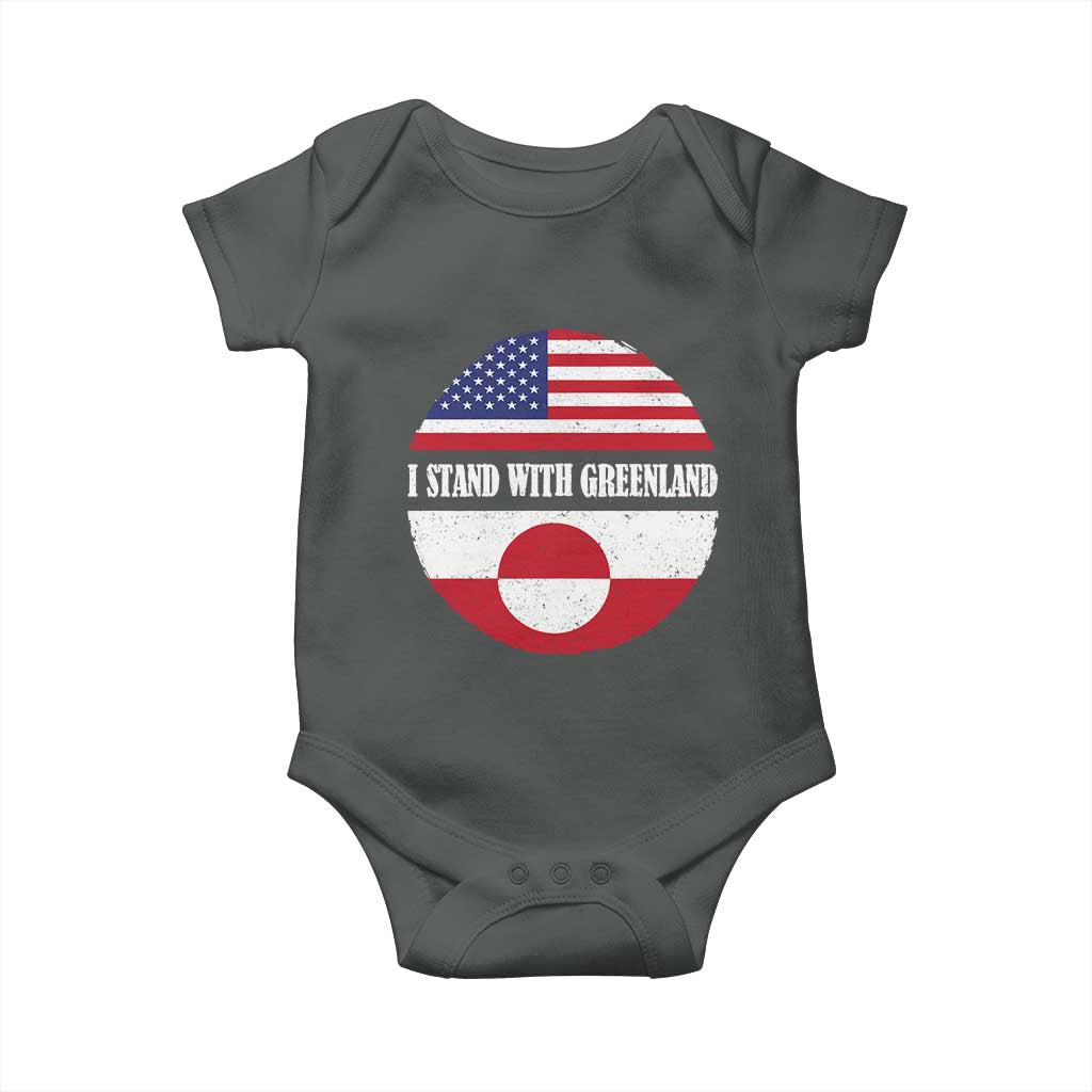 I Stand With Greenland Baby Onesie Political Protest Greenlander American Flag TS10 Dark Heather Print Your Wear