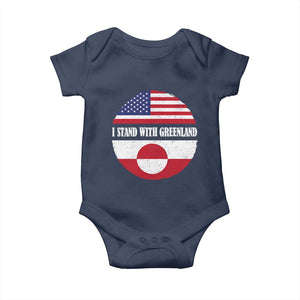 I Stand With Greenland Baby Onesie Political Protest Greenlander American Flag TS10 Navy Print Your Wear