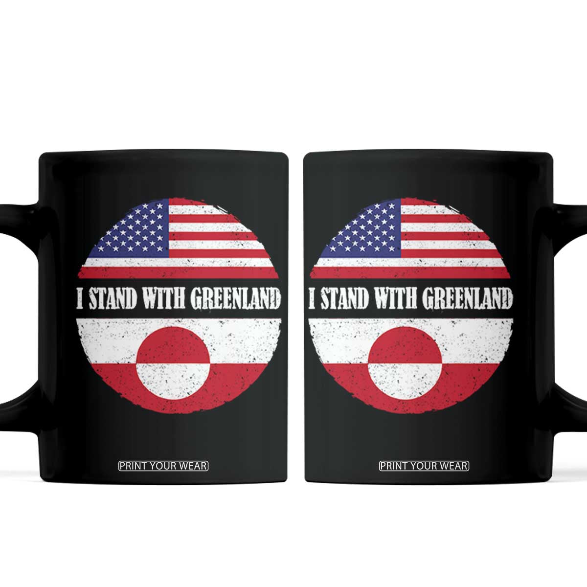 I Stand With Greenland Coffee Mug Political Protest Greenlander American Flag TS10 Black Print Your Wear