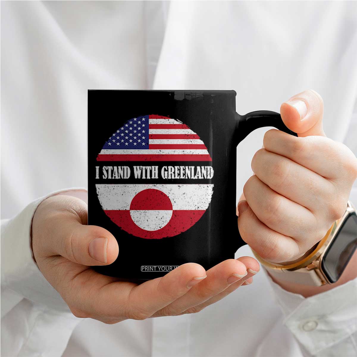 I Stand With Greenland Coffee Mug Political Protest Greenlander American Flag TS10 Print Your Wear