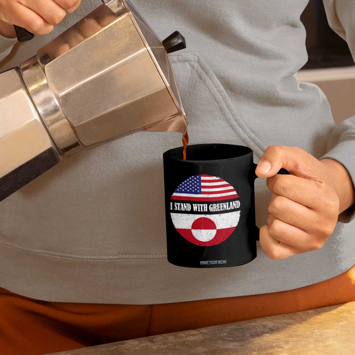 I Stand With Greenland Coffee Mug Political Protest Greenlander American Flag TS10 Print Your Wear