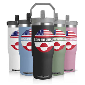 I Stand With Greenland Flip Straw Tumbler Political Protest Greenlander American Flag TS10 Print Your Wear