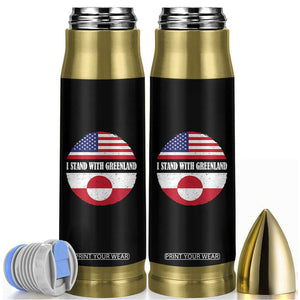 I Stand With Greenland Bullet Tumbler Political Protest Greenlander American Flag TS10 Black Print Your Wear