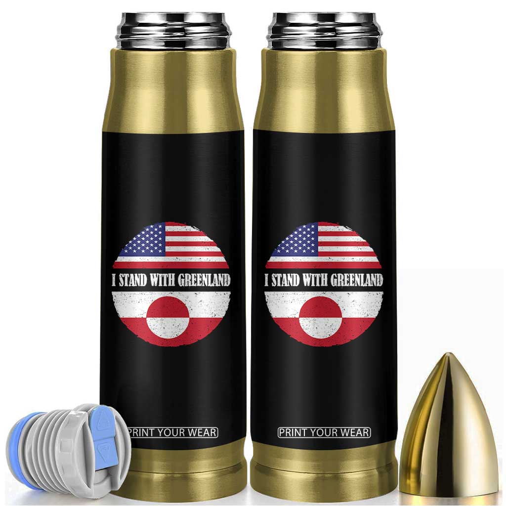 I Stand With Greenland Bullet Tumbler Political Protest Greenlander American Flag TS10 Black Print Your Wear