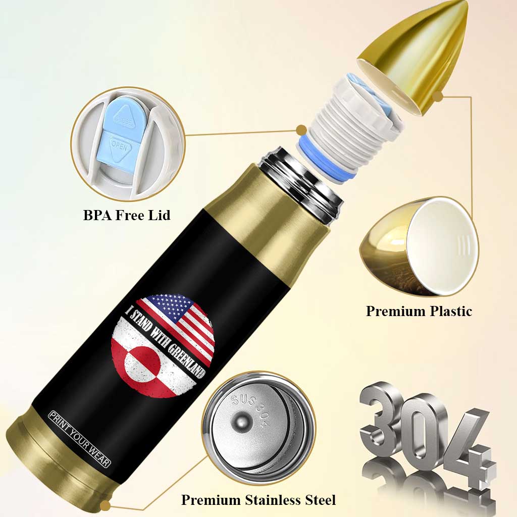 I Stand With Greenland Bullet Tumbler Political Protest Greenlander American Flag TS10 Print Your Wear