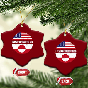 I Stand With Greenland Ceramic Ornament Political Protest Greenlander American Flag TS10 Print Your Wear