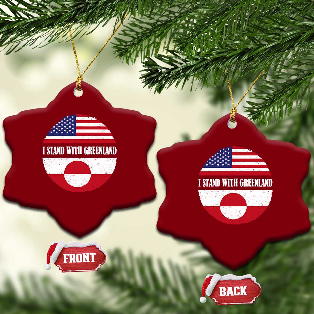 I Stand With Greenland Ceramic Ornament Political Protest Greenlander American Flag TS10 Print Your Wear