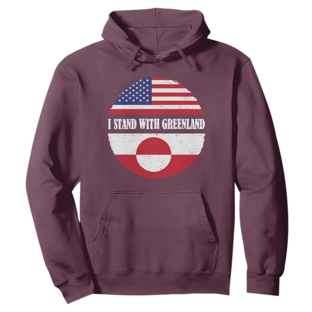 I Stand With Greenland Hoodie Political Protest Greenlander American Flag TS10 Maroon Print Your Wear