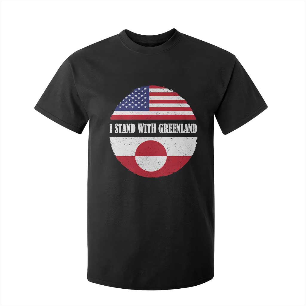 I Stand With Greenland T Shirt For Kid Political Protest Greenlander American Flag TS10 Black Print Your Wear
