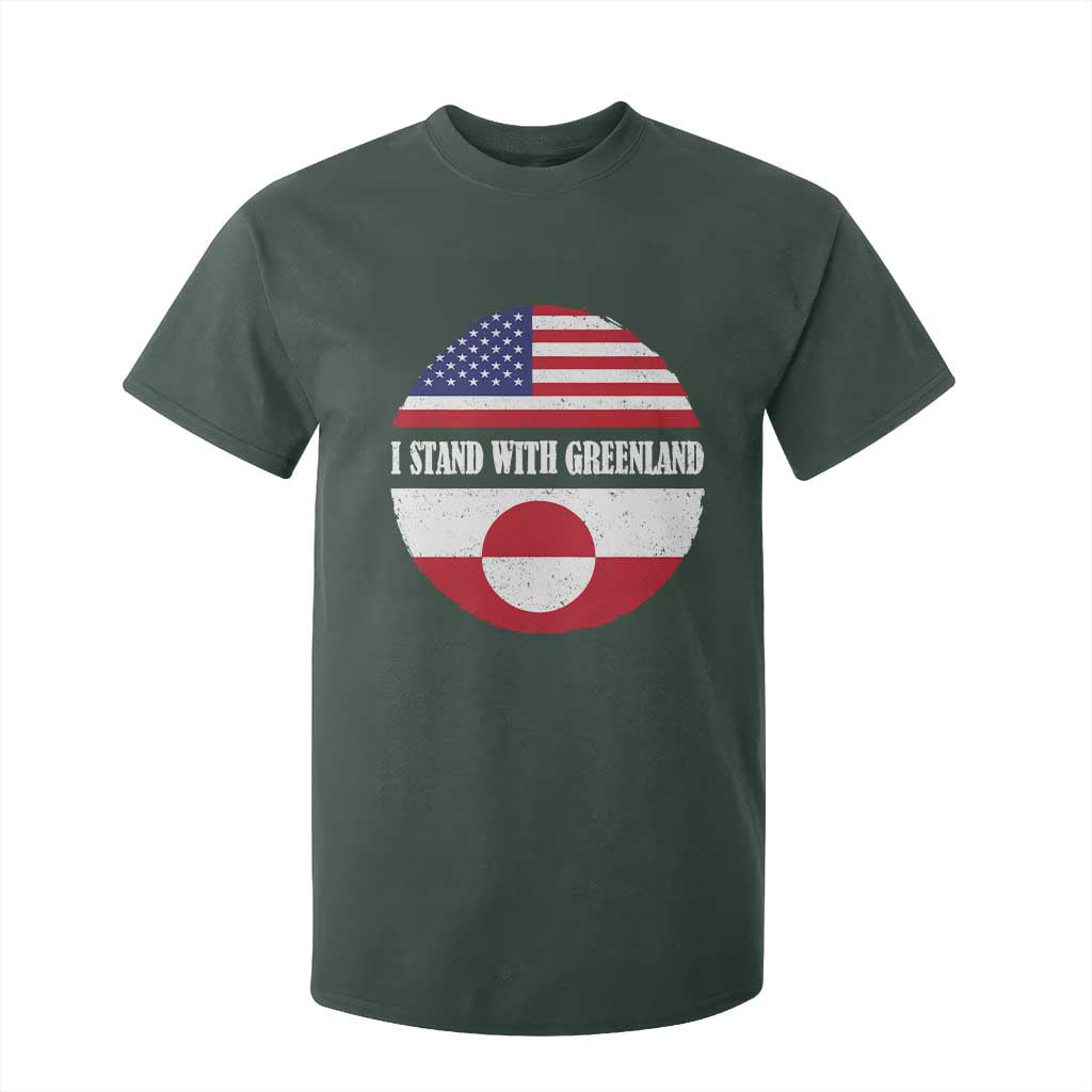 I Stand With Greenland T Shirt For Kid Political Protest Greenlander American Flag TS10 Dark Forest Green Print Your Wear